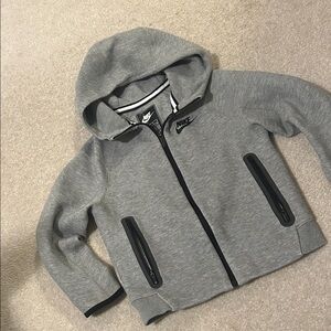 Nike tech Heather Gray Hoodie with Black Zippers
